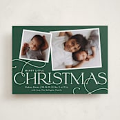 "Little Addition" - Holiday Birth Announcement Cards in Emerald by Sarah Brown - Front