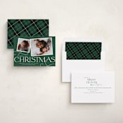 "Little Addition" - Holiday Birth Announcement Cards in Emerald by Sarah Brown - Assembled