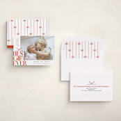 "Best Gift Ever bow" - Holiday Birth Announcement Cards in Citrus by Alethea and Ruth - Assembled