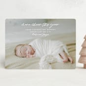 "Blessed and grateful" - Holiday Birth Announcement Cards in Snow by Lea Delaveris - Front
