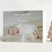 "Blessed and grateful" - Holiday Birth Announcement Cards in Snow by Lea Delaveris - Folded Card