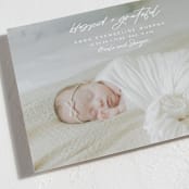 "Blessed and grateful" - Holiday Birth Announcement Cards in Snow by Lea Delaveris - Detail