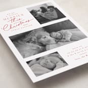 "Merrier This Year" - Holiday Birth Announcement Cards in Caramel Apple by Everett Paper Goods - Detail