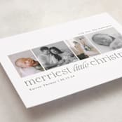 "Little Merriest" - Holiday Birth Announcement Cards in Forest by Sarah Brown - Detail