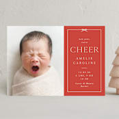 "Petite Bow" - Holiday Birth Announcement Cards in Ruby by Olivia Raufman - Front