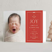 "Petite Bow" - Holiday Birth Announcement Cards in Ruby by Olivia Raufman - Folded Card