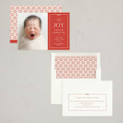 "Petite Bow" - Holiday Birth Announcement Cards in Ruby by Olivia Raufman - Assembled