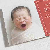 "Petite Bow" - Holiday Birth Announcement Cards in Ruby by Olivia Raufman - Detail