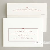 "Petite Bow" - Holiday Birth Announcement Cards in Ruby by Olivia Raufman - FREE Recipient Addressing