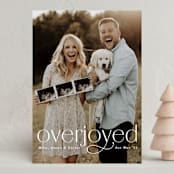 "Overjoyed" - Holiday Birth Announcement Cards in Snow by Lea Delaveris - Front