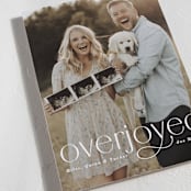 "Overjoyed" - Holiday Birth Announcement Cards in Snow by Lea Delaveris - Detail