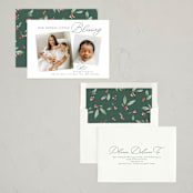 "Littlest" - Holiday Birth Announcement Cards in Forest by Jackie Crawford - Assembled