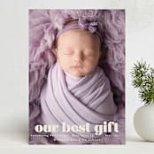 "our gift" - Holiday Birth Announcement Cards in Eggshell by Angela Thompson - Front