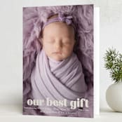 "our gift" - Holiday Birth Announcement Cards in Eggshell by Angela Thompson - Folded Card