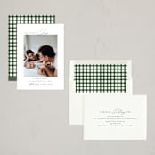 "Bundle" - Holiday Birth Announcement Cards in Fir by Emily Betts - Assembled
