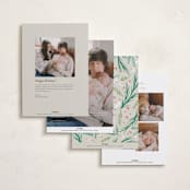 "First Christmas Wreath" - Holiday Birth Announcement Cards in Berry by Alethea and Ruth - Back of Card Options