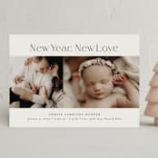 "New Love" - Holiday Birth Announcement Cards in Ecru by Nicoletta Savod - Front