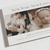 "New Love" - Holiday Birth Announcement Cards in Ecru by Nicoletta Savod - Detail