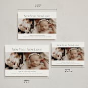 "New Love" - Holiday Birth Announcement Cards in Ecru by Nicoletta Savod - Formats Available