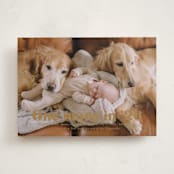 "There is one more" - Holiday Birth Announcement Cards in Butterscotch by Jackie Crawford - Front