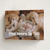 "There is one more" - Holiday Birth Announcement Cards in Snow by Jackie Crawford - Folded Card