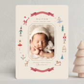 "Festive Dreams" - Holiday Birth Announcement Cards in Halo by Teju Reval - Front