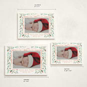"Merry Little Christmas Greenery" - Holiday Birth Announcement Cards in Tangerine by Alethea and Ruth - Formats Available