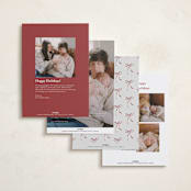 "More joy" - Holiday Birth Announcement Cards in Berry by Maja Cunningham - Back of Card Options