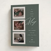 "So Many Reasons" - Holiday Birth Announcement Cards in Fir by Ashley Iwafuchi - Folded Card