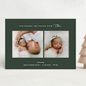 "Filled with joy" - Holiday Birth Announcement Cards in Spruce by Blustery August - Front