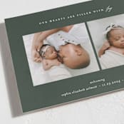 "Filled with joy" - Holiday Birth Announcement Cards in Spruce by Blustery August - Detail