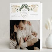 "Our Angel" - Holiday Birth Announcement Cards in Juniper by Jenna Holcomb - Folded Card