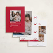 "Our Blessed Gift" - Holiday Birth Announcement Cards in Cherry by Nicoletta Savod - Back of Card Options