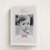 "Our Blessed Gift" - Holiday Birth Announcement Cards in Cherry by Nicoletta Savod - Folded Card