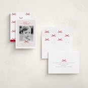 "Our Blessed Gift" - Holiday Birth Announcement Cards in Cherry by Nicoletta Savod - Assembled