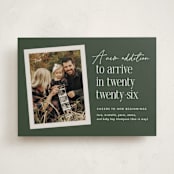 "New Addition" - Holiday Birth Announcement Cards in Pine by Heather Schertzer - Front