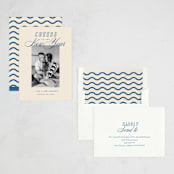 "Retro" - Holiday Birth Announcement Cards in Cobalt by Oscar and Emma - Karly Depew - Assembled