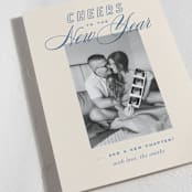 "Retro" - Holiday Birth Announcement Cards in Cobalt by Oscar and Emma - Karly Depew - Detail