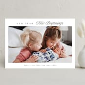 "Beginnings" - Holiday Birth Announcement Cards in Snowflake by Melanie Kosuge - Front