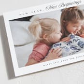 "Beginnings" - Holiday Birth Announcement Cards in Snowflake by Melanie Kosuge - Detail