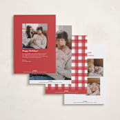 "lovely holiday" - Holiday Birth Announcement Cards in Crimson by Grae - Back of Card Options