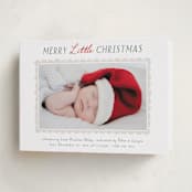 "Merry Scallop" - Holiday Birth Announcement Cards in Holly by Hooray Creative - Folded Card