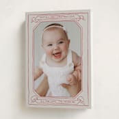 "Scroll" - Holiday Birth Announcement Cards in Berry by Inkblot Design - Folded Card