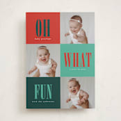 "Oh What Fun" - Holiday Birth Announcement Cards in Candied Apple by Stacy Maalouf - Front