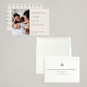 "Early Christmas" - Holiday Birth Announcement Cards in Ivory by Rebecca Daublin - Assembled