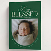 "oh so very blessed!" - Holiday Birth Announcement Cards in Fir by Sejal Banker - Folded Card