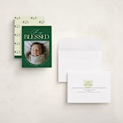 "oh so very blessed!" - Holiday Birth Announcement Cards in Fir by Sejal Banker - Assembled