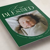 "oh so very blessed!" - Holiday Birth Announcement Cards in Fir by Sejal Banker - Detail