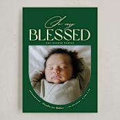"oh so very blessed!" - Holiday Birth Announcement Cards in Fir by Sejal Banker - Full Design
