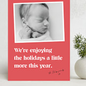 "A Little More" - Holiday Birth Announcement Cards in Rose by Jessie Steury - Front